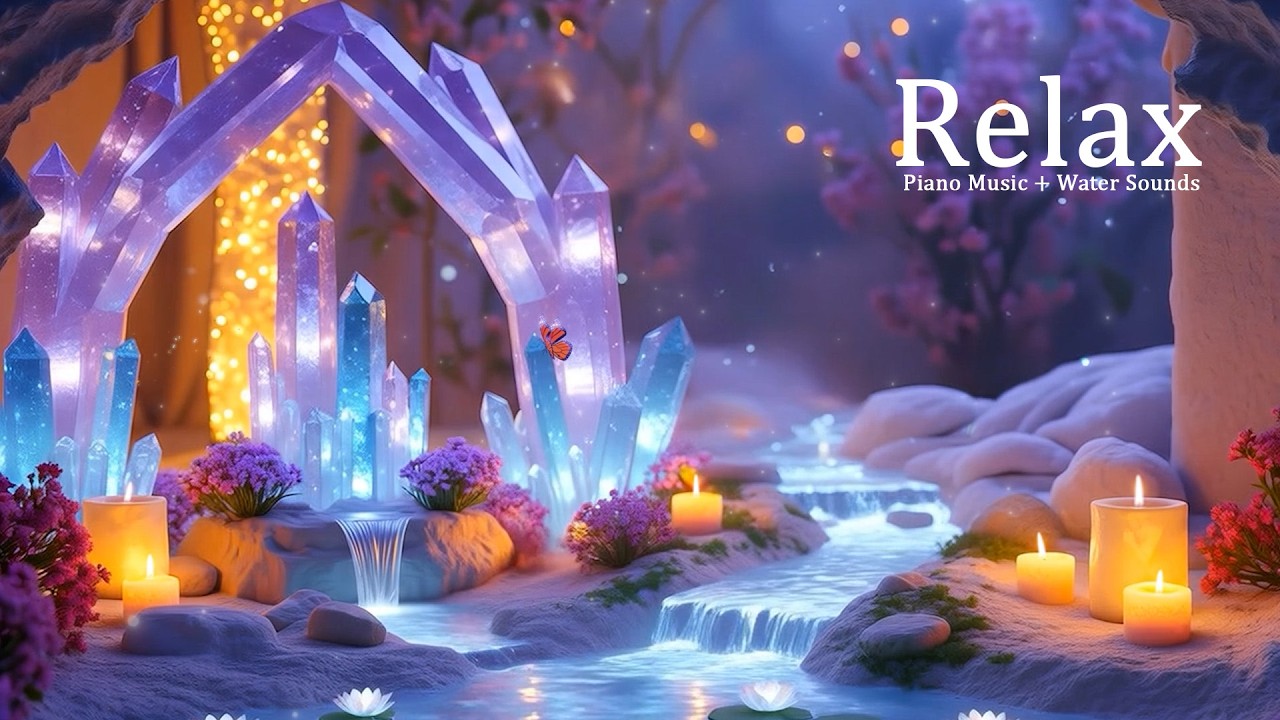 Calm Piano with Water Sounds for Stress Relief at Night – Let Go of Inner Tension