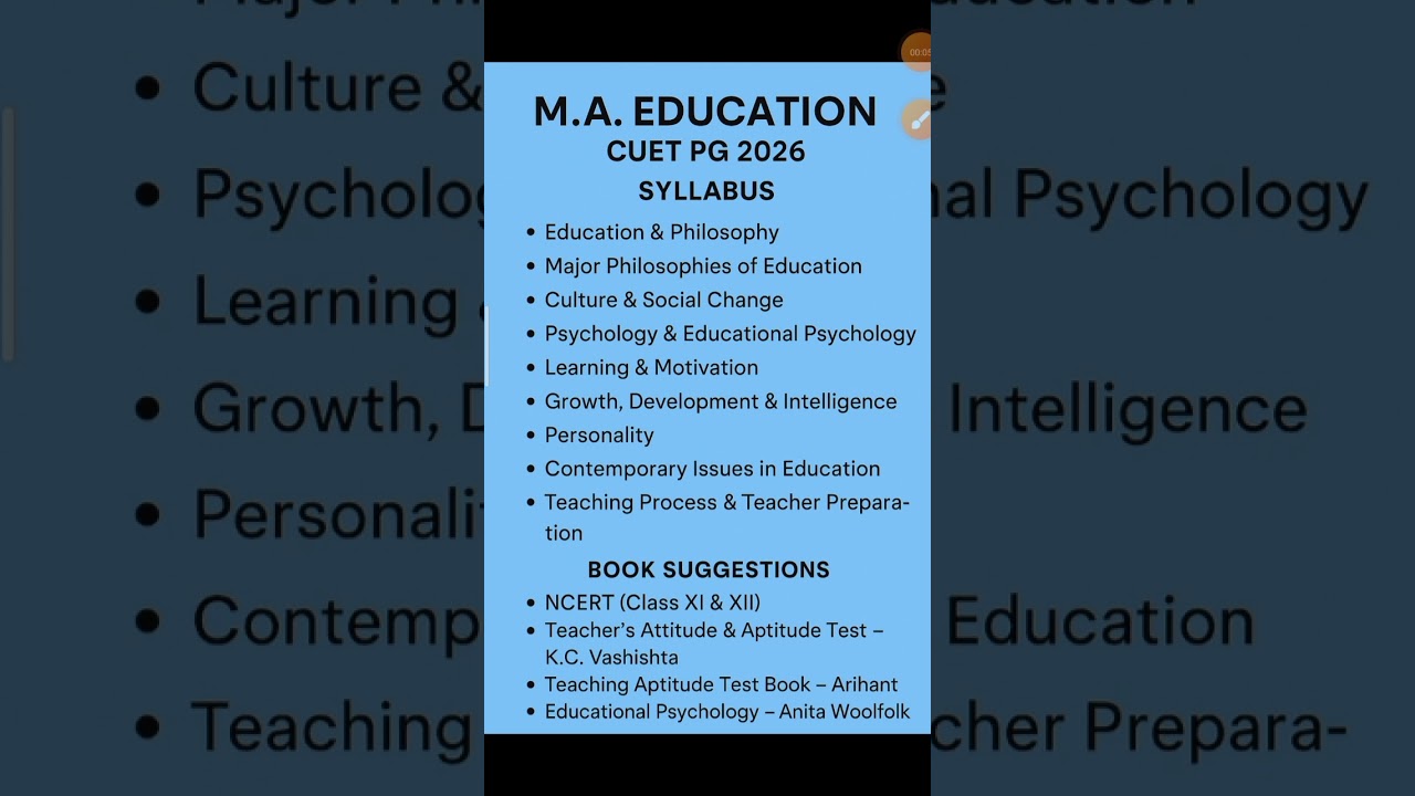MA Education syllabus and book suggestions CUET PG #education