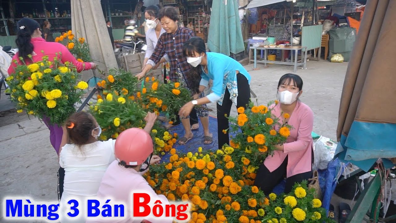 Mùng 3 Tết bán BÔNG VẠN THỌ Trên Chợ Quê, Bán Không Kịp Tính Tiền #32