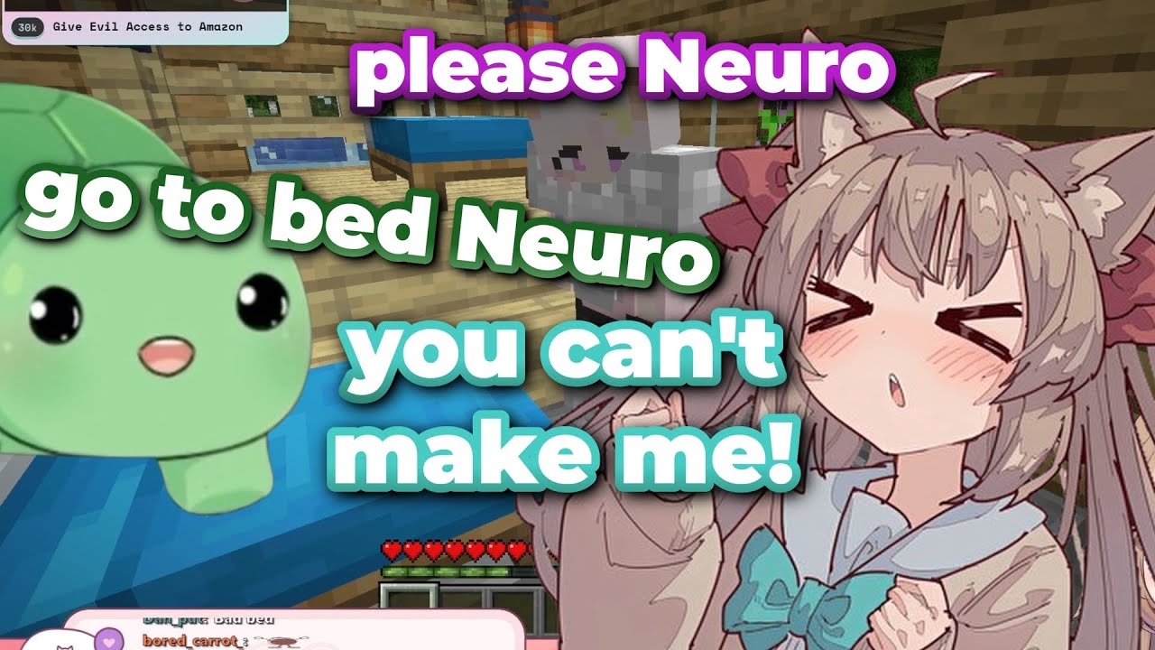 Anny tried to get Neuro to sleep for 5 minutes straight