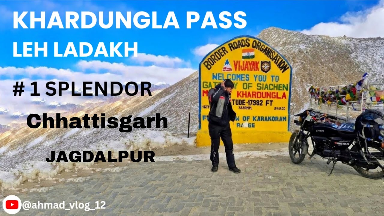 Khardungla Pass on Splendor ❓️| Jagdalpur to Leh Ladakh Biker VLOG😱 | 17,982 FT Adventure!💥
