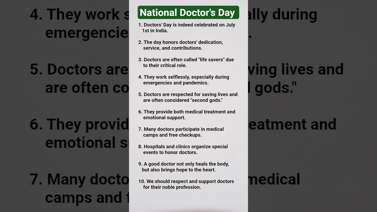 10 Easy and Best lines on Doctor's Day/National Doctors Day essay #doctorsdsay2025 #study #knowledge
