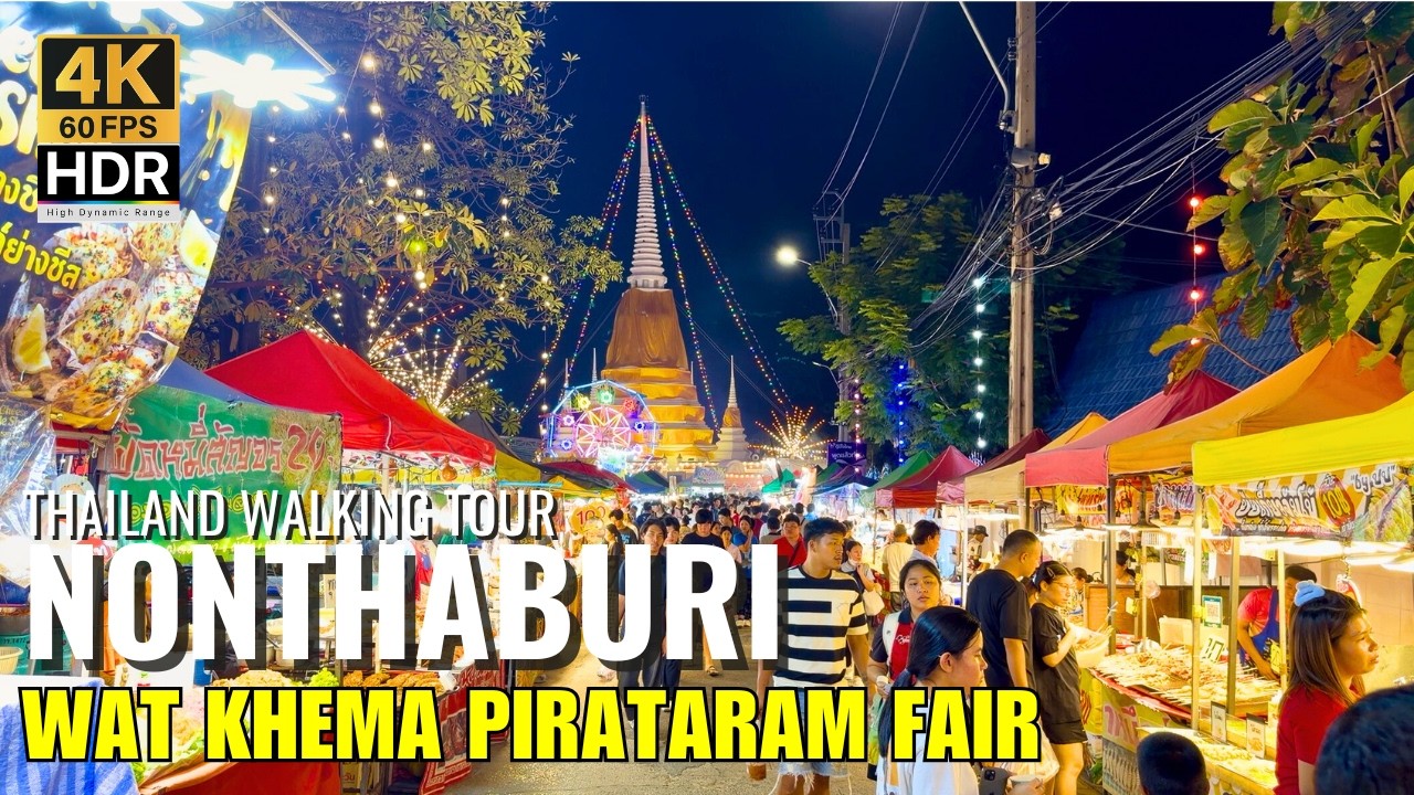 🎡 Wat Khema Pirataram Feddtival: Exploring Street Food & Local Culture Near Bangkok [4K HDR]