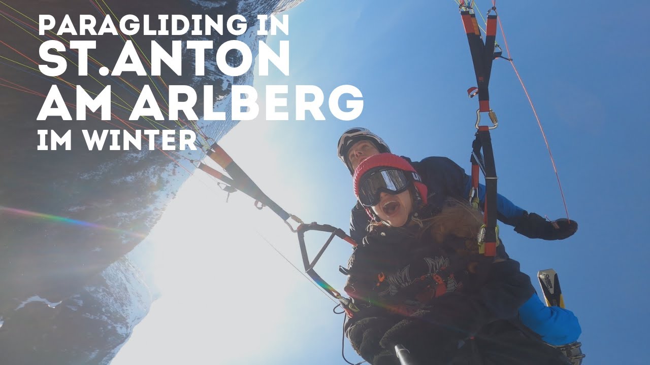 Gleitschirmfliegen in St. Anton im Winter. Starts mit Ski und Tandems.