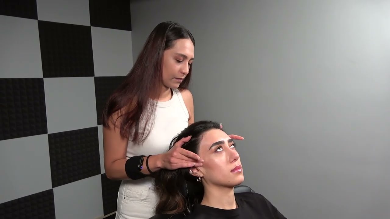 ASMR Female Massage , Head Massage , Face Massage and Back Massage