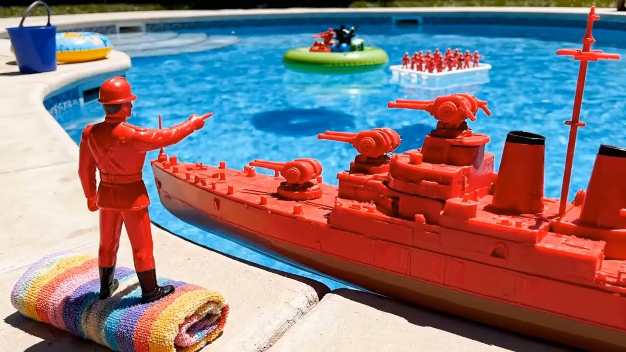 Epic Toy Soldiers Pool Battle | Plastic Platoon Stop Action