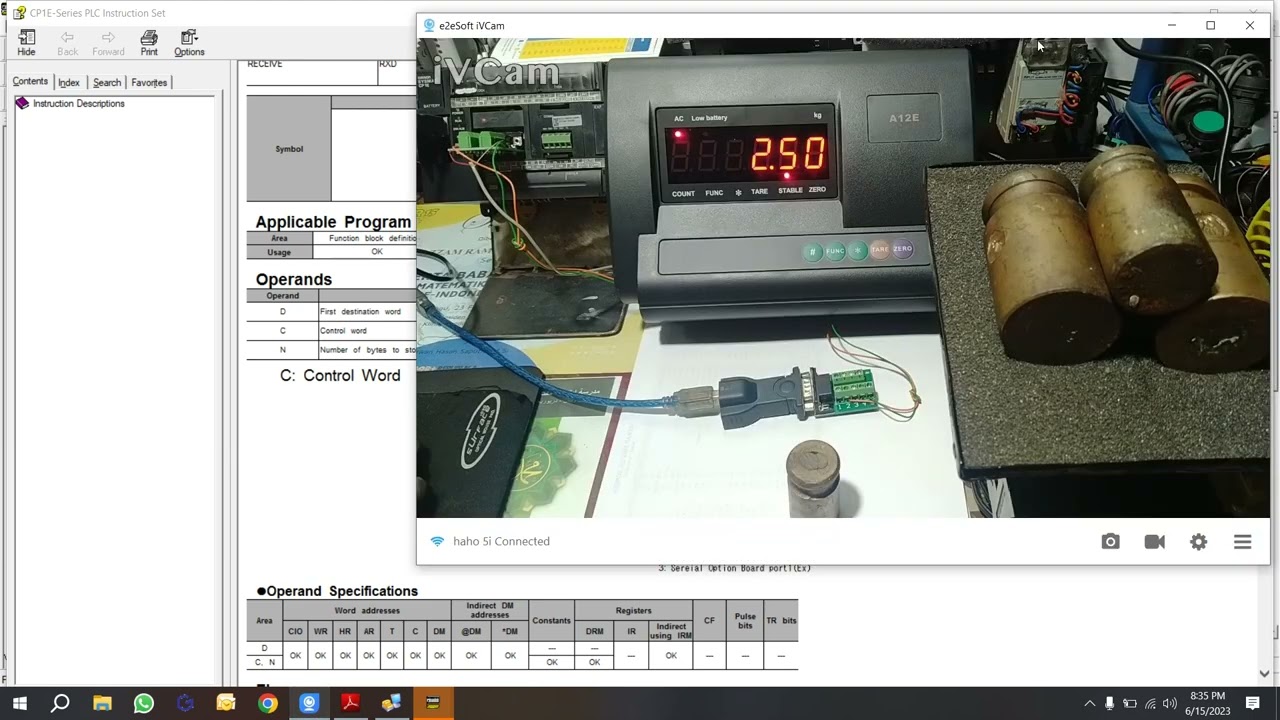 Omron CP1E komunikasi Non Protokol dengan Display Timbangan A12E