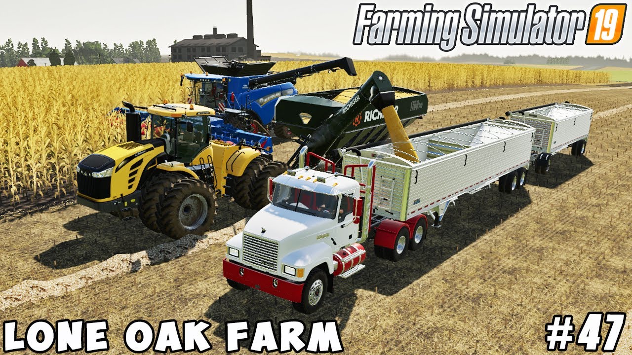 Harvesting corn, baling corn stalks | Lone Oak Farm | Farming simulator 19 | Timelapse #46