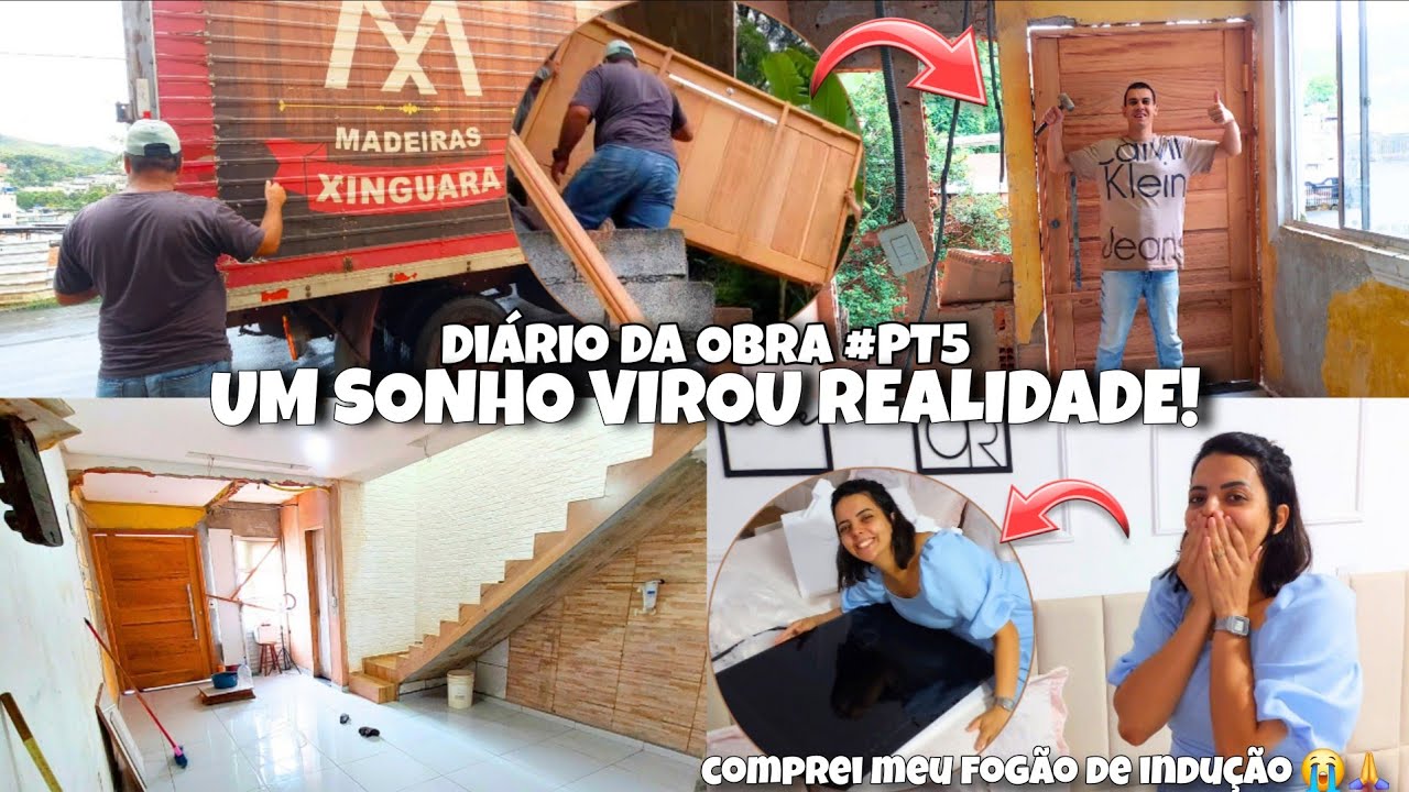 Dois sonhos realizados: porta instalada e fogão de indução | A obra está na reta final 😭🙏