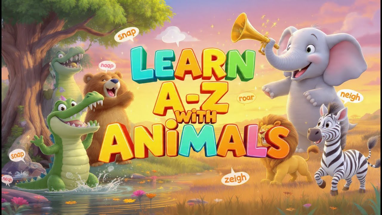 🐶🅰️ A to Z with Animals & Their Sounds | ABC Learning | #KidsPoems #NurseryRhymes 🎵