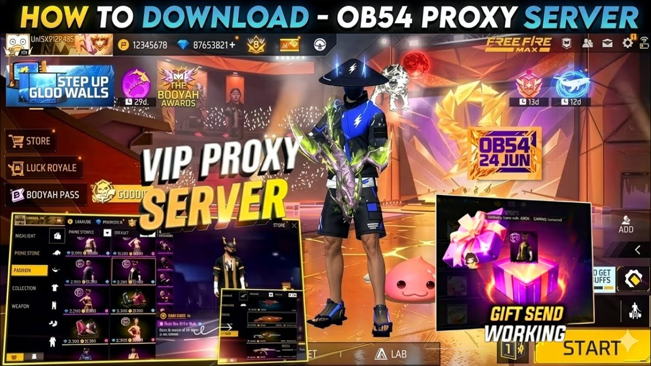 HOW TO DOWNLOAD OB54 PROXY SERVER IN FREE FIRE, HOW TO USE PROXY SERVER IN FREE FIRE, PROXY SERVER
