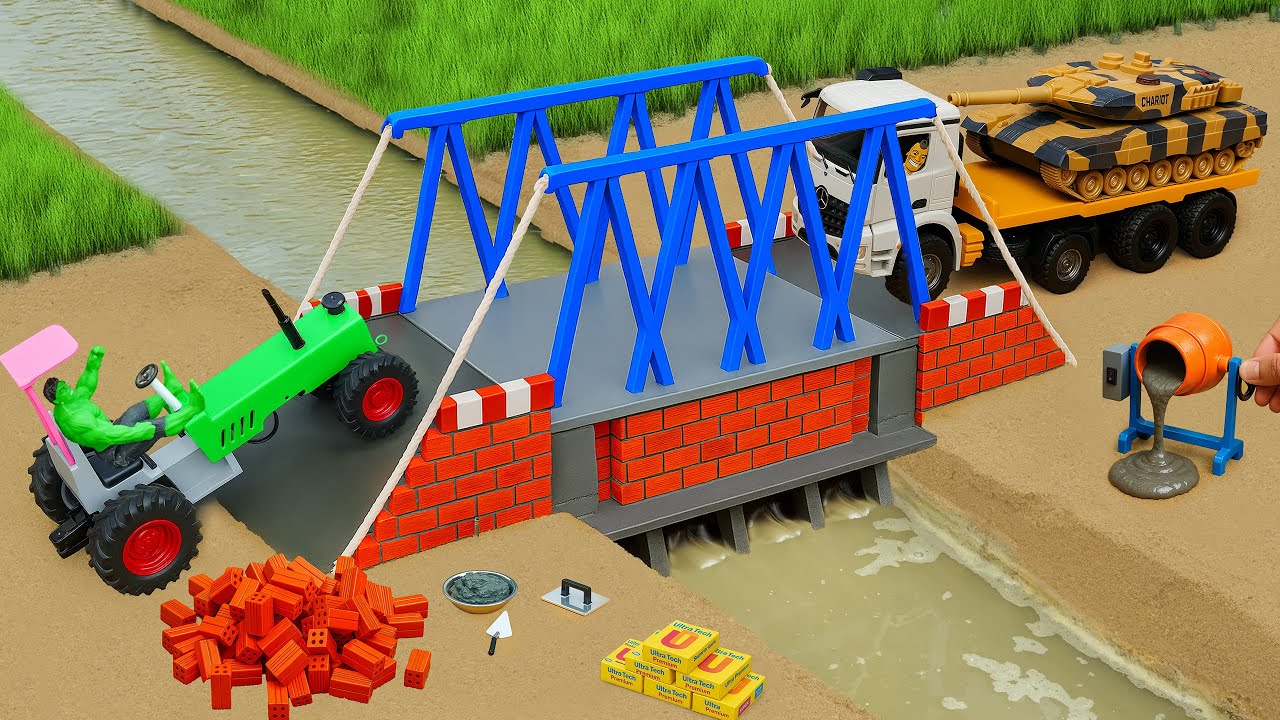 Wooden bridge burned by gas cylinder |DIY Mini Truck Builds Overpass for Heavy Trucks
