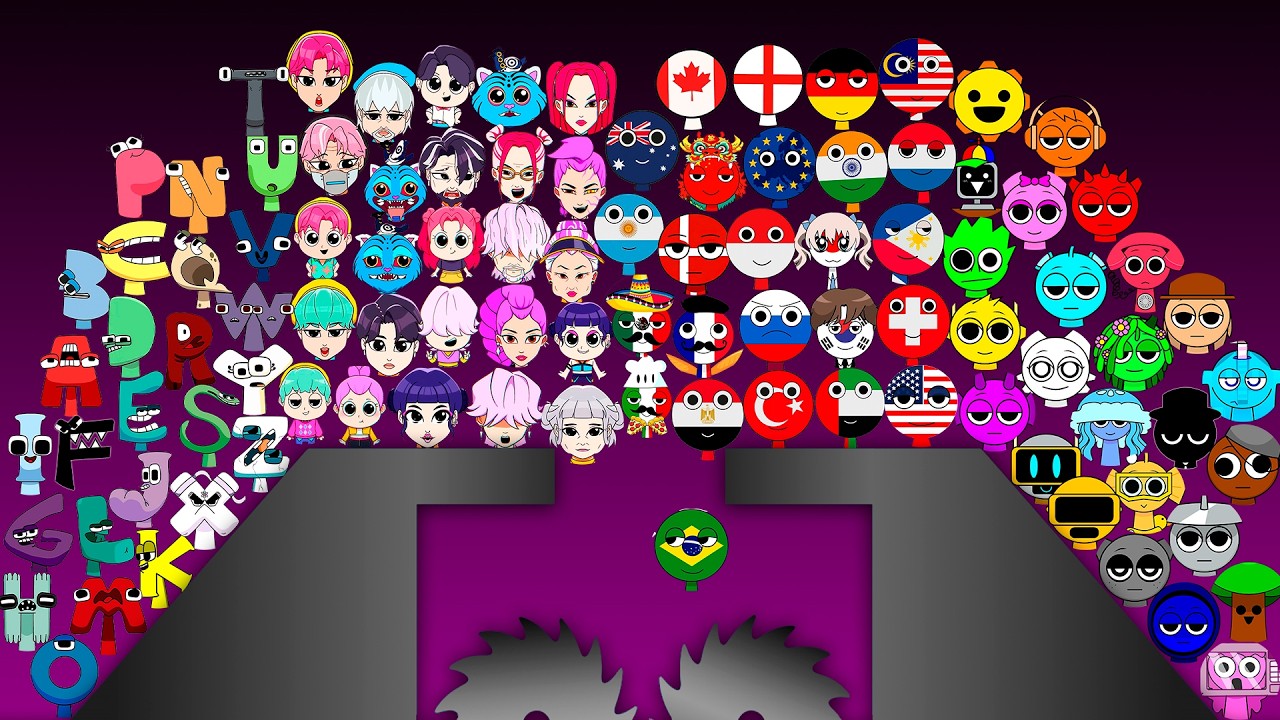 Sprunki VS Alphabet Lore VS K-pop demon hunters VS Countries Sprunki Marble Race Tournament