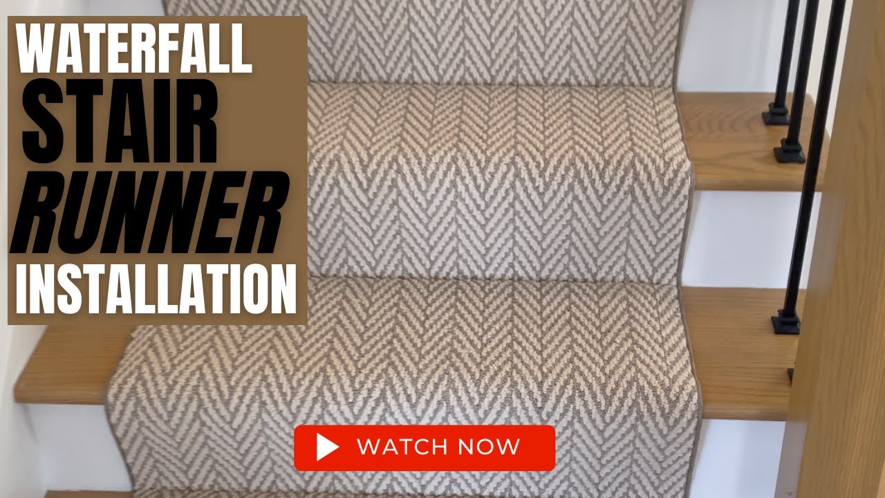 Herringbone Stair Runner Install Waterfall Style | DirectCarpet.com