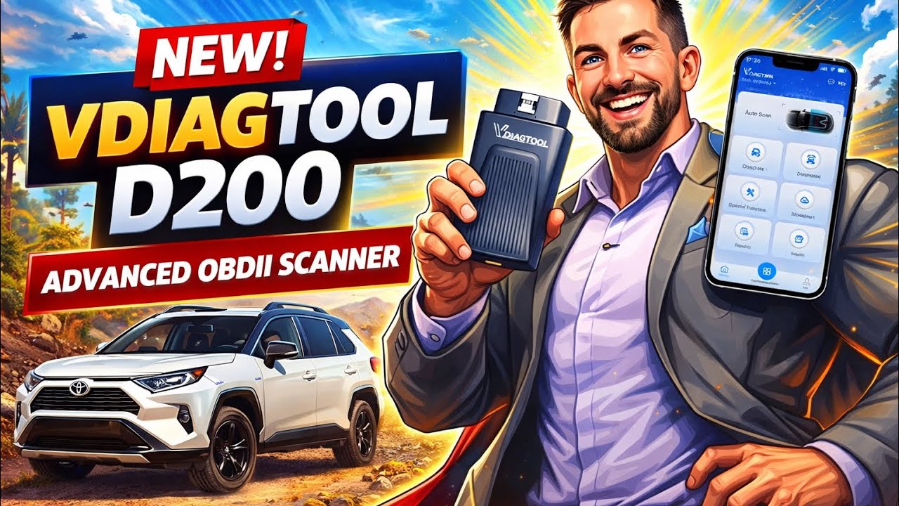VdiagTool D200 Full System OBD2 Scanner - Bidirectional Scan Tool, 26+ Hot Reset Functions