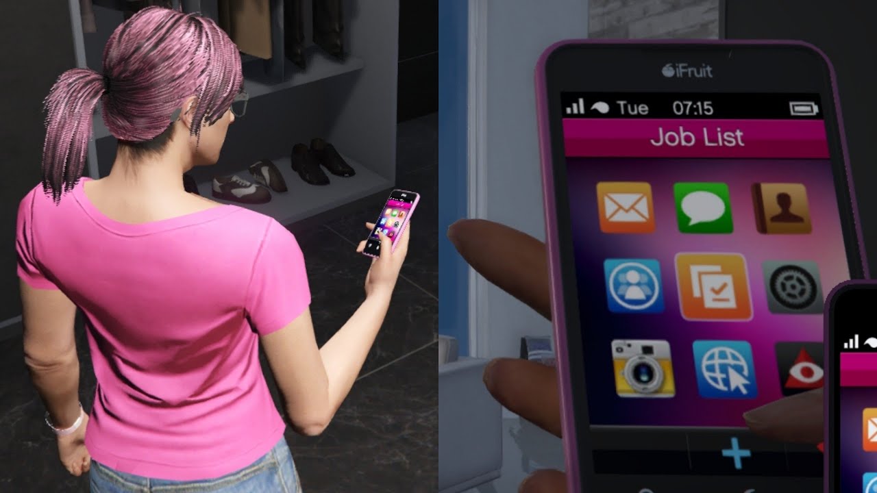 GTA Online: How to see your phone physically on hand.