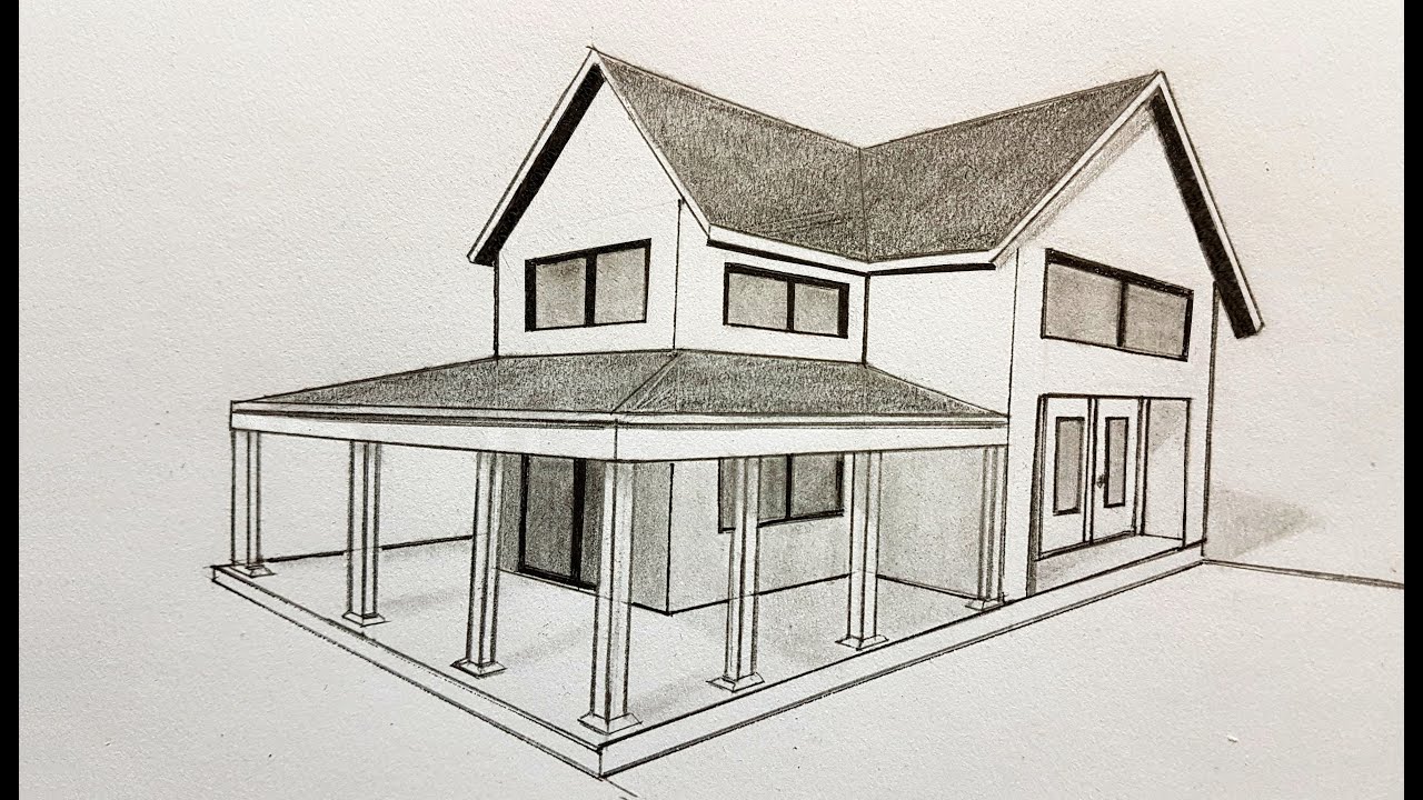 How to draw a house in two point perspective