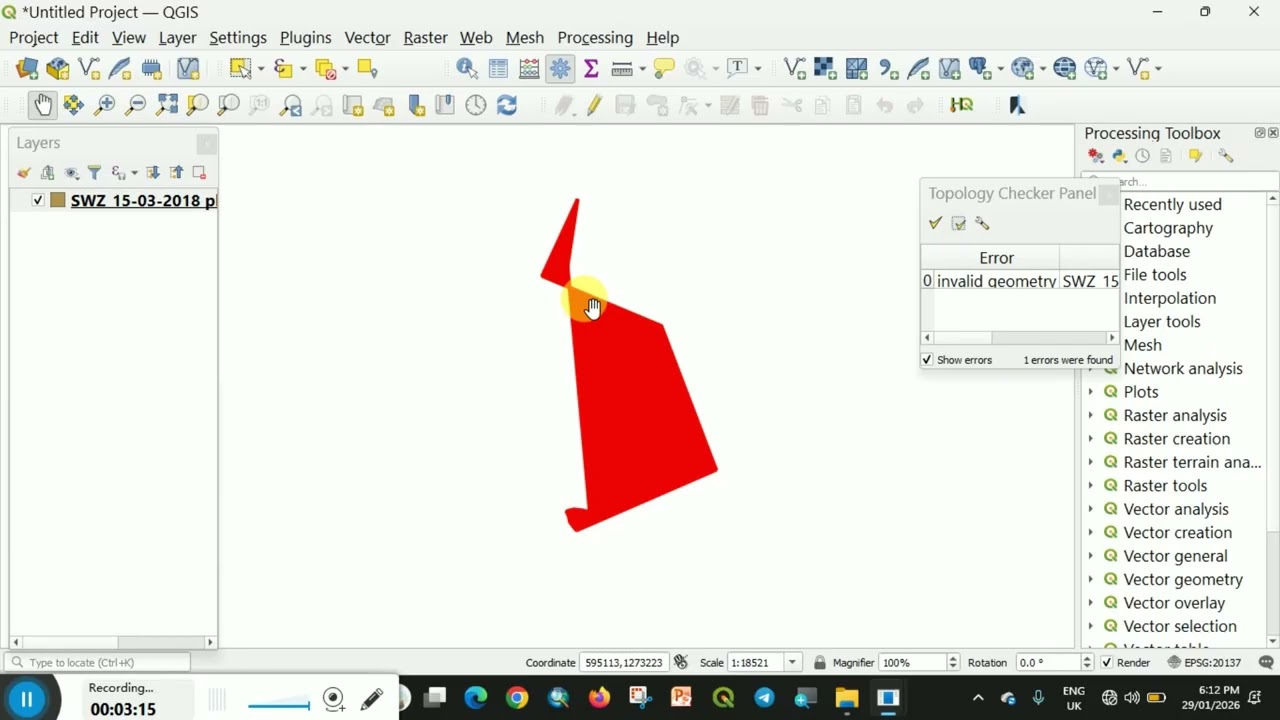 How to find  Error vertex during Topology checker Using QGIS
