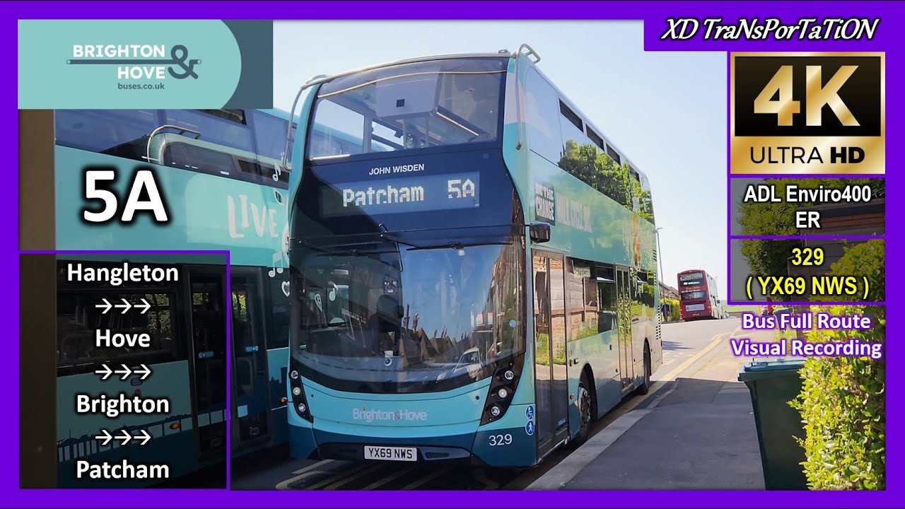 [Brighton & Hove] 5A ~ Hangleton, Hardwick Road ➝ Brighton ➝ Patcham, Mackie Avenue【4K UW】