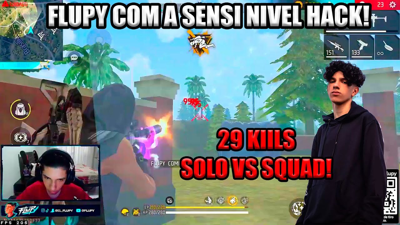 QUANDO O FLUPY TA COM A MIRA NIVEL HACK! ELE LIMPOU O MAPA, 29 KILLS SOLO VS SQUAD!