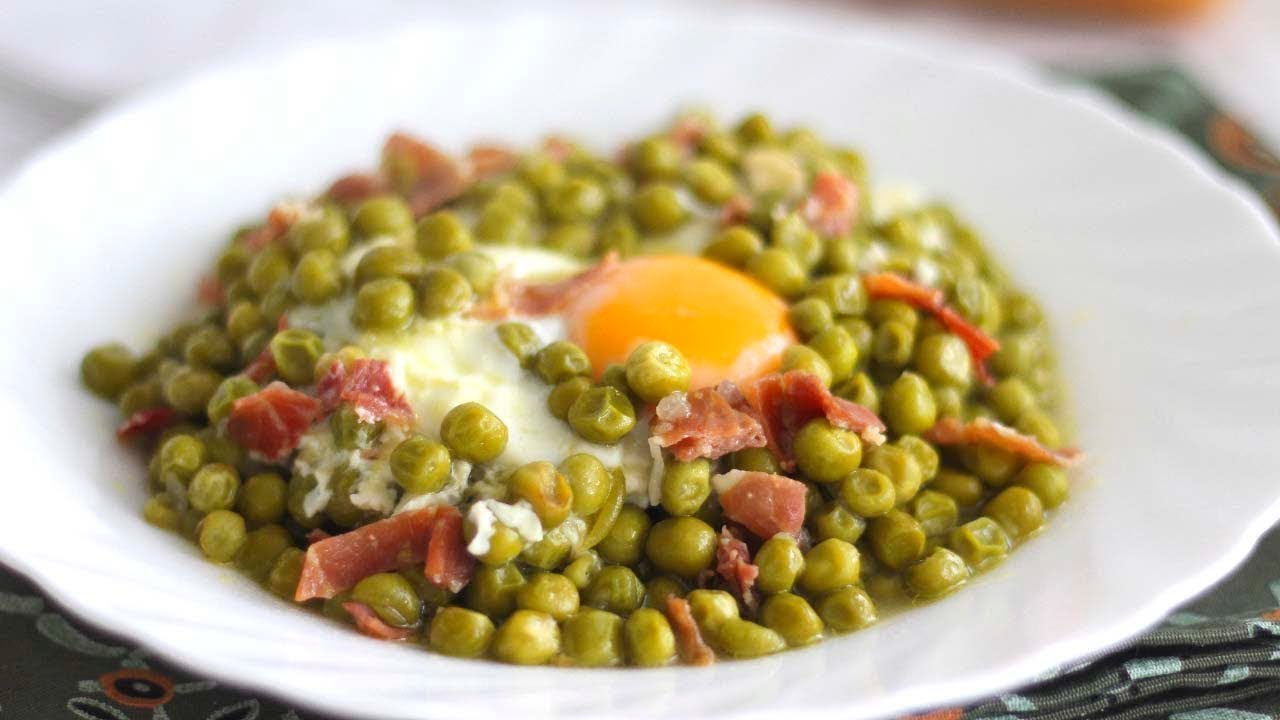 GUISANTES CON HUEVO🍳 CUAJADO Y JAMON | Facilísimo