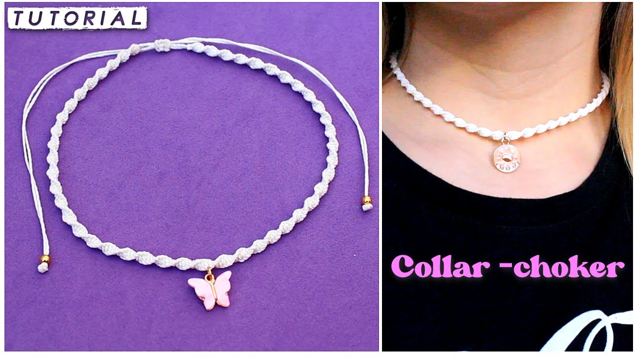 COLLAR O CHOKER con hilo encerado 😍&bull; NUDO ESPIRAL &bull; como hacer paso a paso!