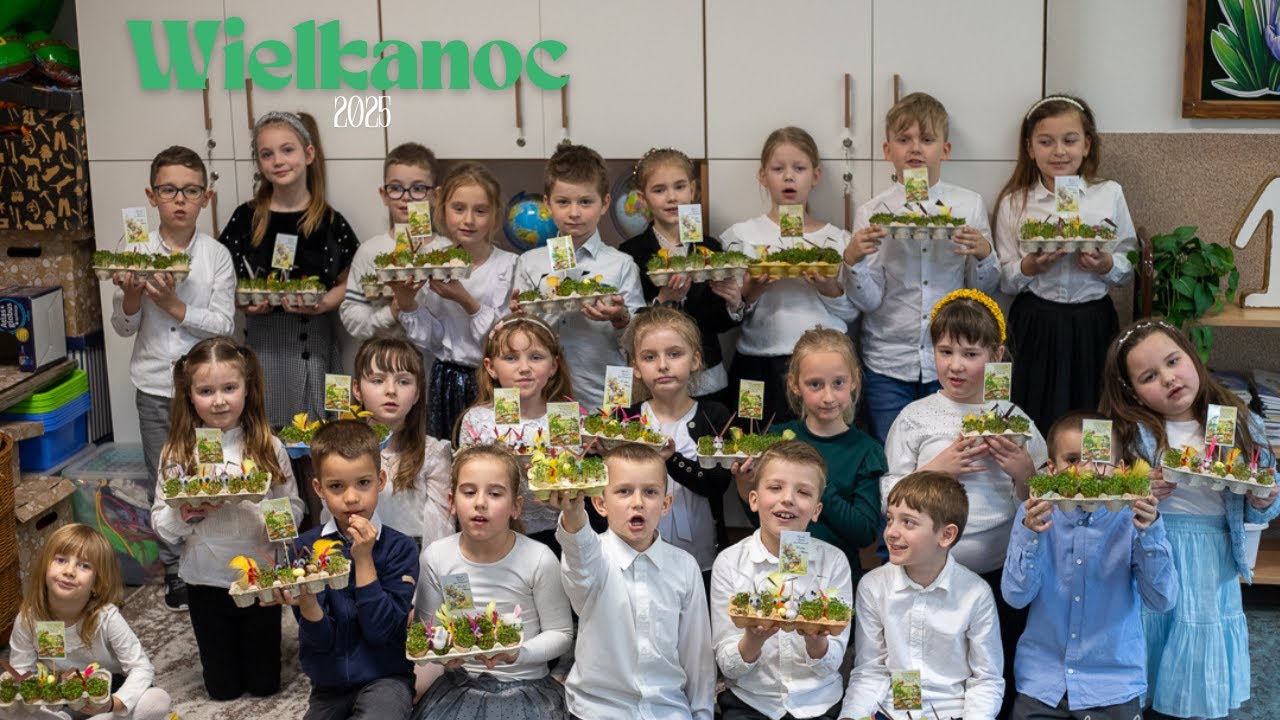 Wielkanoc 2025 - życzenia od klasy I b z wychowawczynią