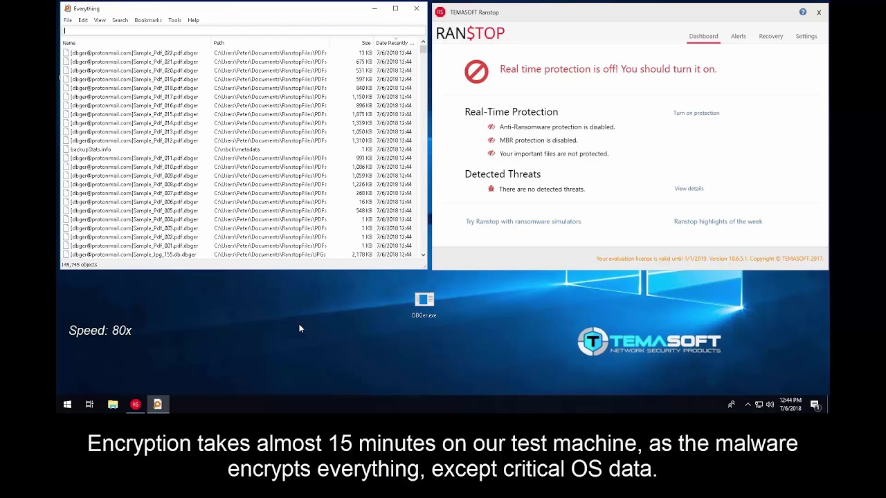 TEMASOFT Ranstop blocks DBGer (Satan variant) ransomware