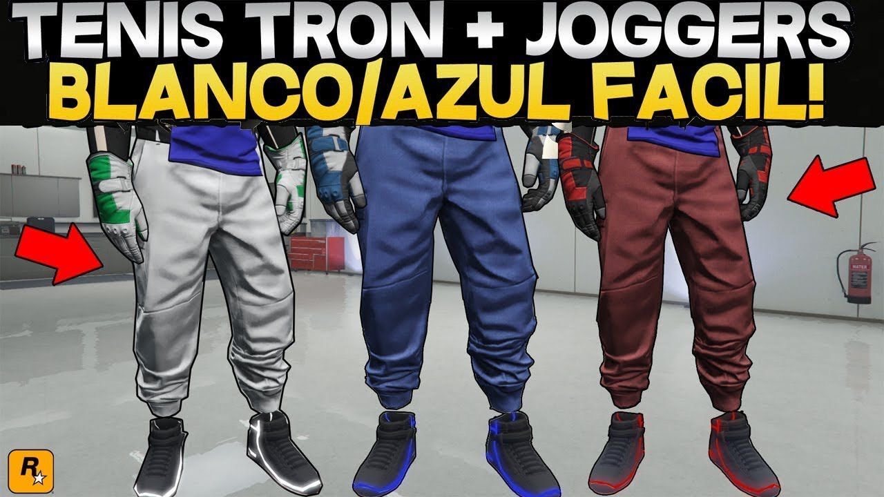 Como conseguir los joggers Azules con tenis tron GTA V ONLINE