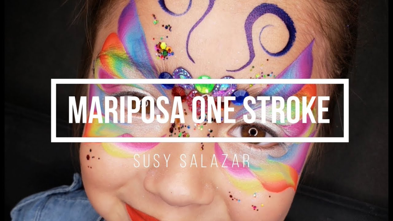 TUTORIAL PINTACARITAS: MARIPOSA ONE STROKE , FACE PAINTING BUTTERFLY