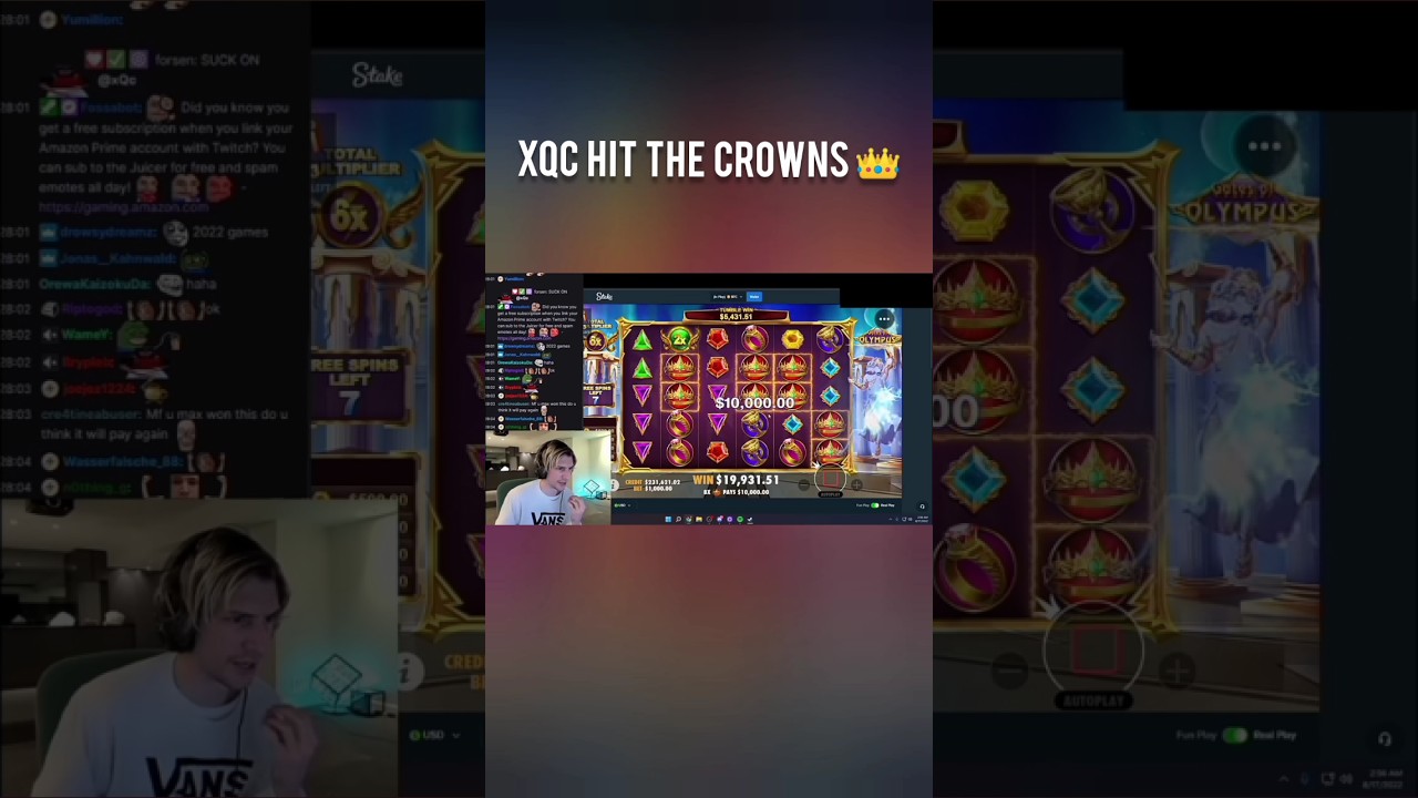 XQC HIT THE CROWNS 👑 #gamble #gambling #slot #sensational #gatesofolympus #zeus #xqchighlights #slot