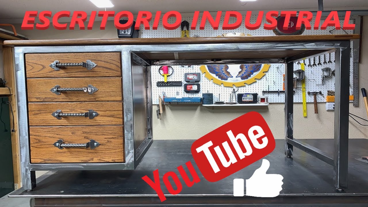 INDUSTRIAL FURNITURE PC DESK WOOD AND METAL / ESCRITORIO DE MADERA Y METAL HERRERIA