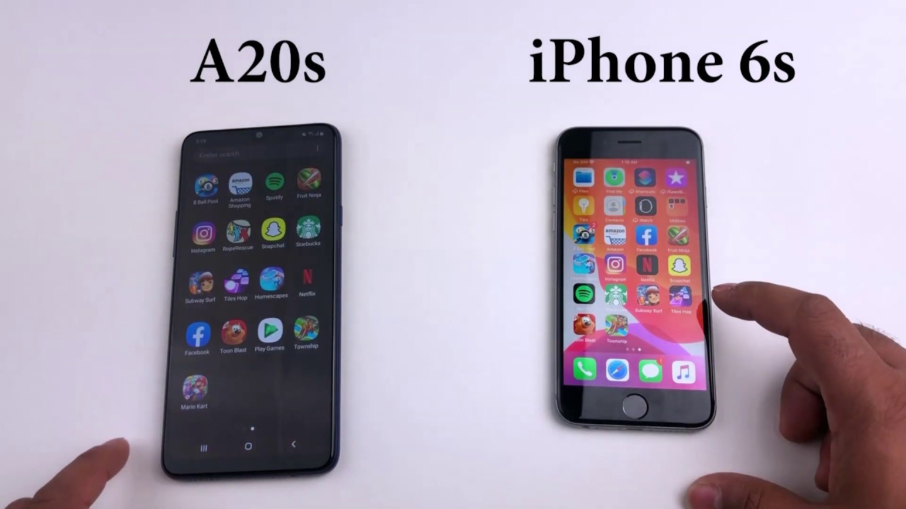 SAMSUNG A20s vs iPhone 6s | Speed Test Comparison