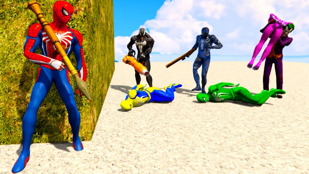Spider-Man Rescue Rainbow Spiderman - GTA 5 Epic Ragdolls Spiderman vs Superheroes Funny/Fail Ep #5