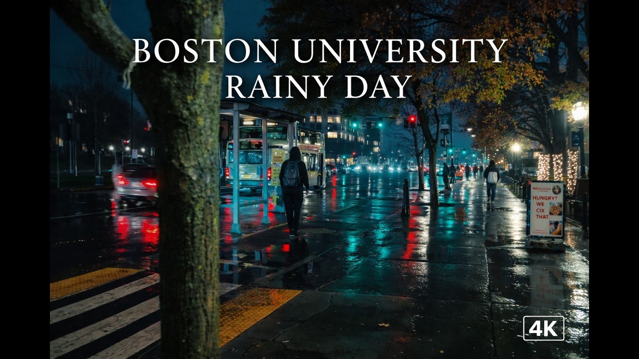 Walking Through Boston University in the Rain | 4K City walk