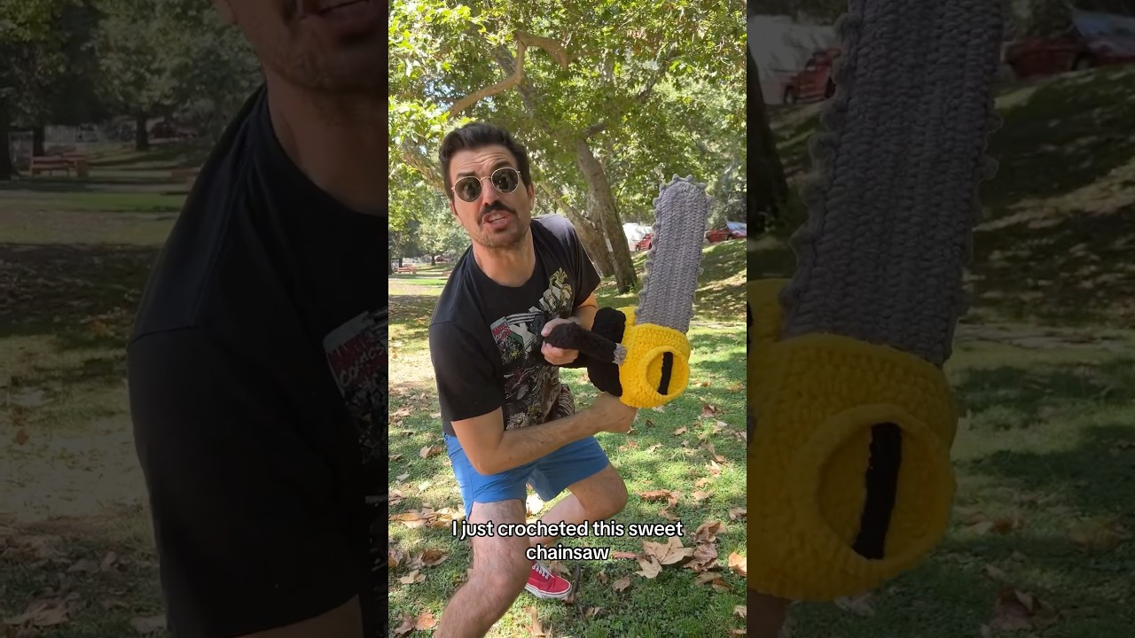 Testing Out My Crocheted Chainsaw 