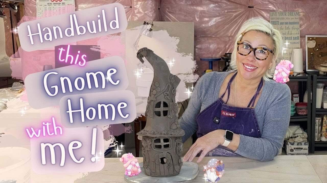 💗EASY HANDBUILD IDEA! Make this Quirky Garden Gnome Home Luminary! Fun Beginner Pottery Idea!
