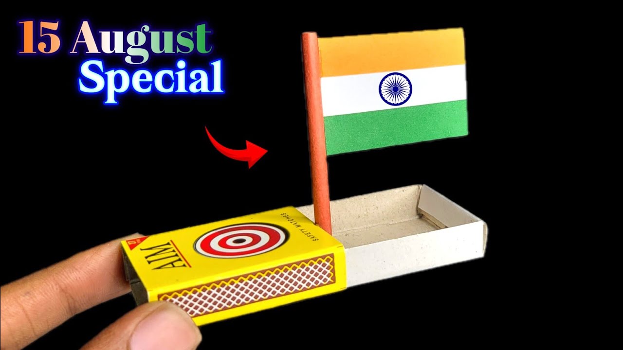 15 August special Flag toy , matchbox independence day craft , how to make a flag hoisting toy