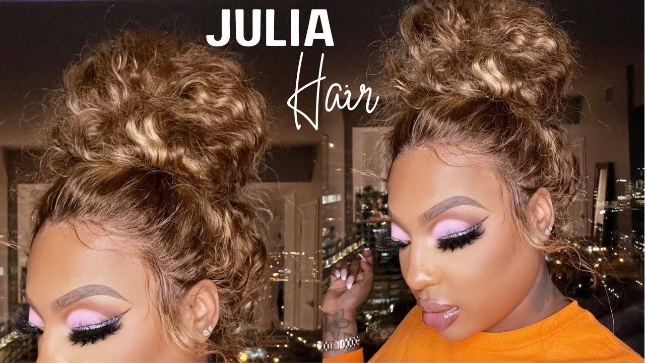 LACE WIG TUTORIAL| HIGH MESSY BUN WITH 13x4 HONEY BLONDE| NO BLEACHING OR PLUCKING  FT. JULIA HAIR
