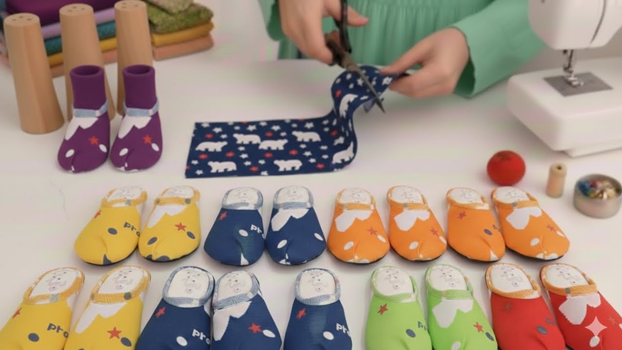 💥 Upcycled Fabric Slippers – Warm, Cozy, and Super Easy !