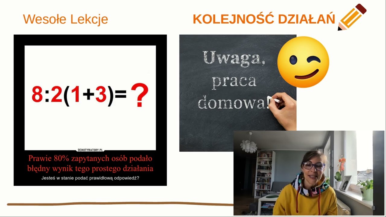 Kolejność wykonywania działań - lekcja matematyki.