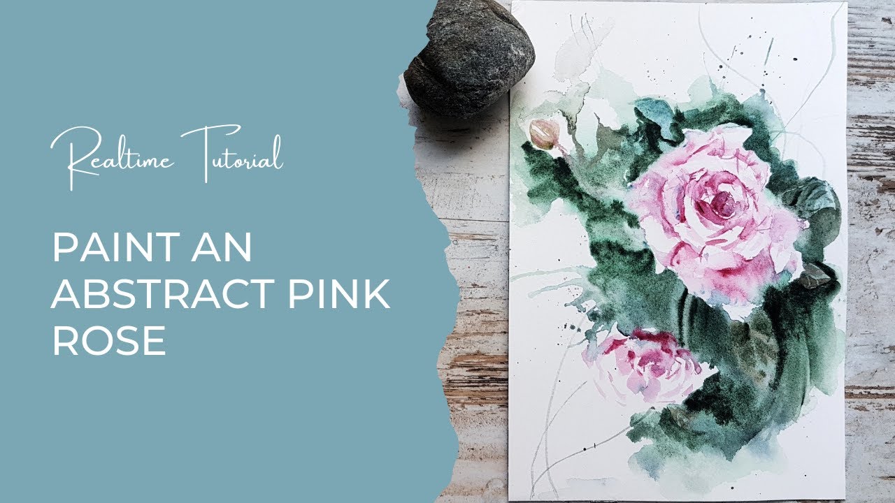 Рисуем абстрактный розовый цветок акварелью