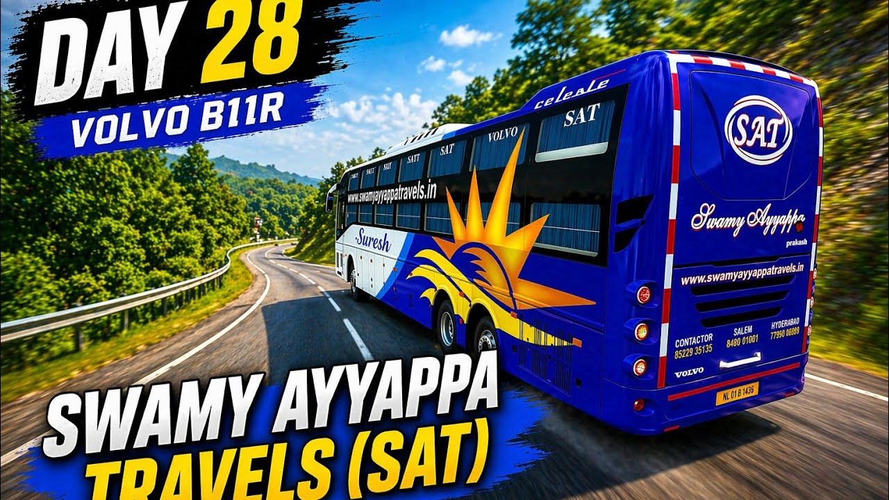 Day 28 Swamy Ayyappa Travels Volvo B11R🚍 | Day Drive | BUSSID Realistic Gameplay