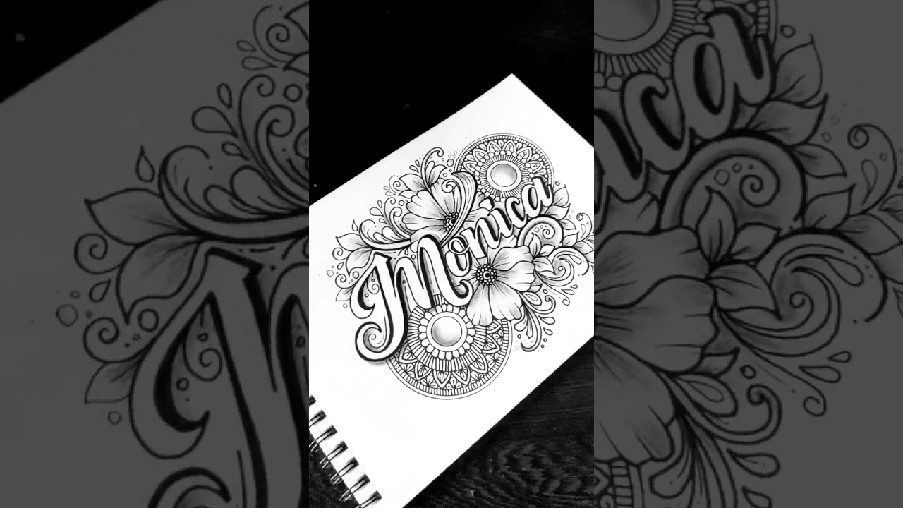 ✨ Monica ✨ Name Art with Flowers Mandala Art #shorts #monica #mandala #nameart #drawing #calligraphy