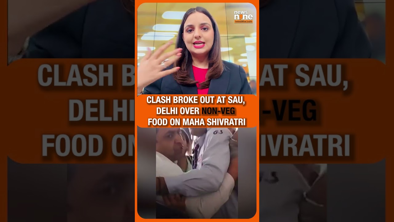 Clash Broke Out At SAU, Delhi Between SFI & ABVP Over Non-Veg On Maha Shivratri | #shorts | News9