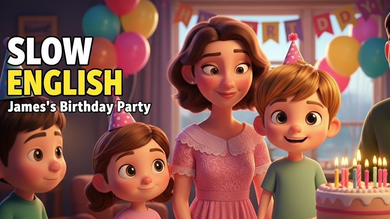 James Birthday Party 🎂 | Slow English Practice | English For Beginners ( A1 English) 