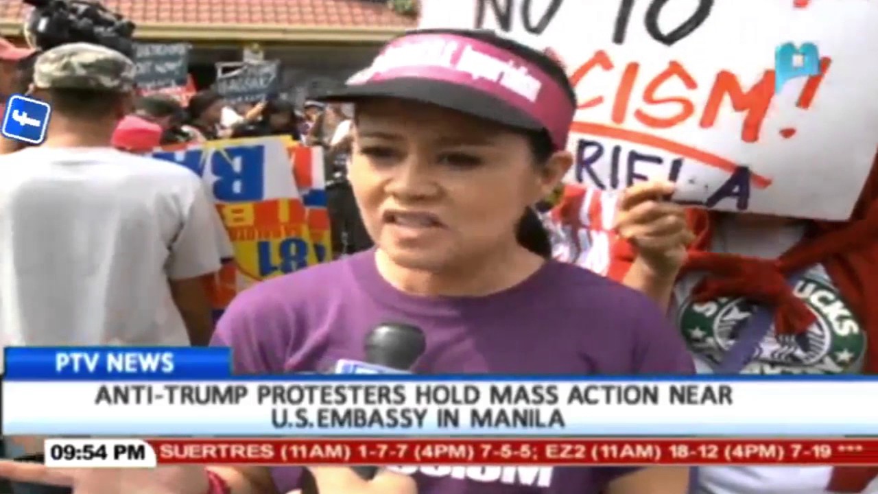 Anti-Trump protesters hold mass action near US Embassy in Manila