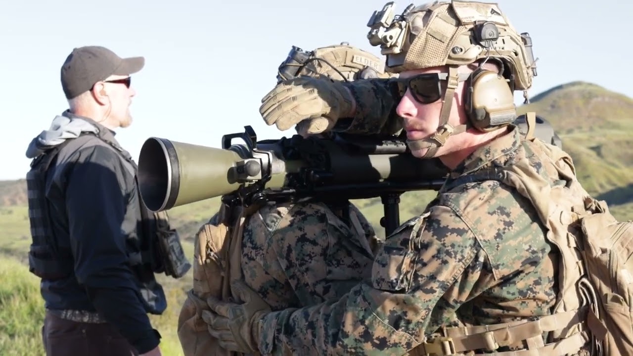U.S. Marines fire the M3E1 MAAWS 'Carl Gustaf' Anti-Armor Weapon