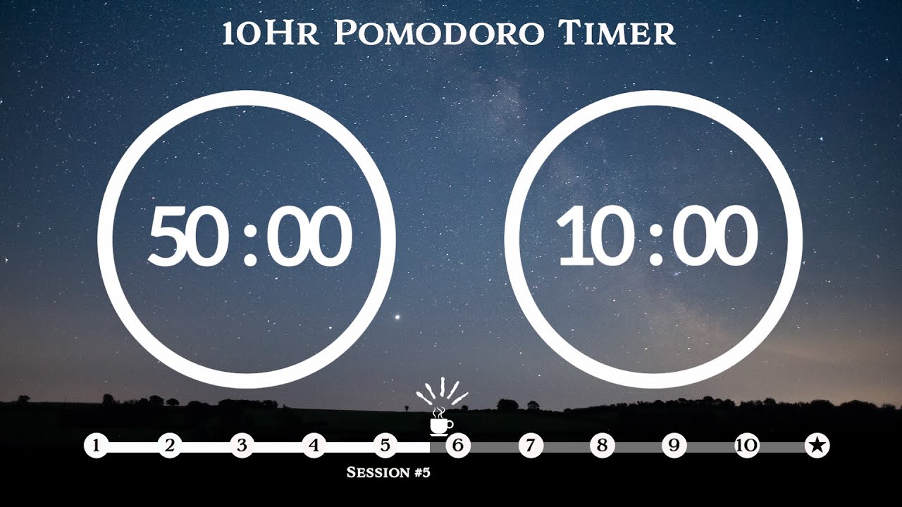 50 Minute Pomodoro Timer 🔥 Focus White Noise 집중 백색소음📚10-Hour Study ⏱Pomodoro 50/10, 50 min x 10 sets