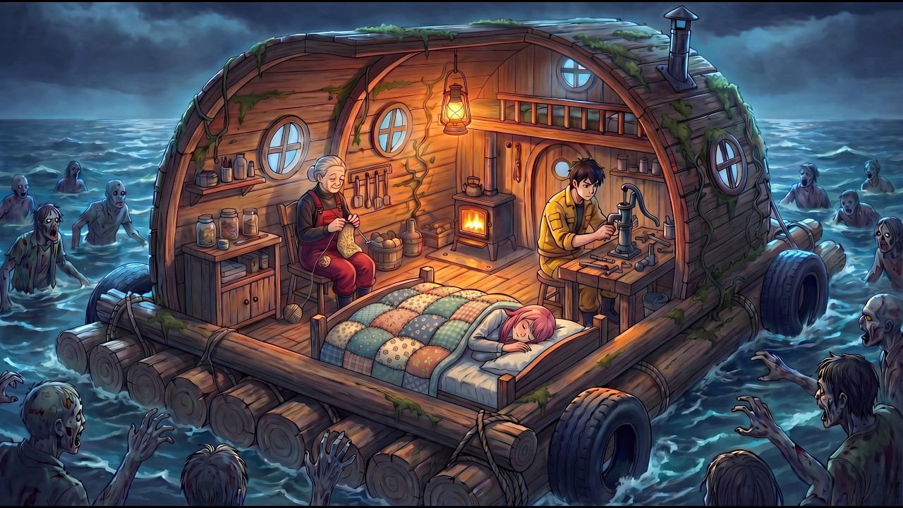 Surviving in a Floating Wooden House During a Zombie Apocalypse | Ghibli Cozy Time